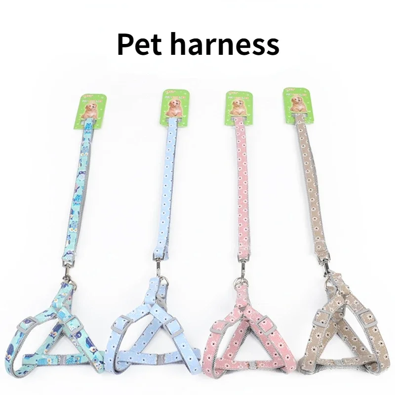 Breathable Dog Harness and Leash Set Daisy Pattern Harness Dog No Pull for Small Medium Dogs Cat Harness Comfort Pet Supplies