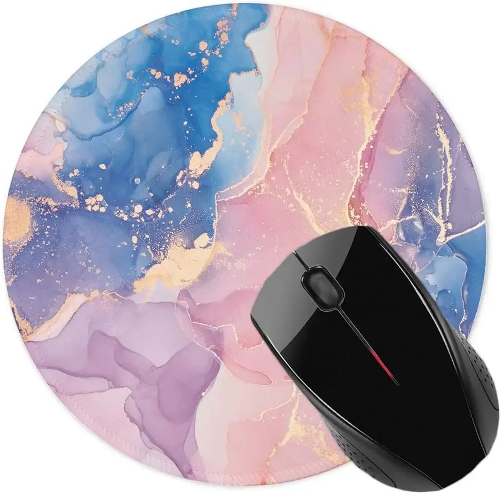 

Mouse Pad Anti Slip Rubber Round Mousepads Desktop Notebook Mouse Mat for Working and Gaming (Flash Pink Marble)