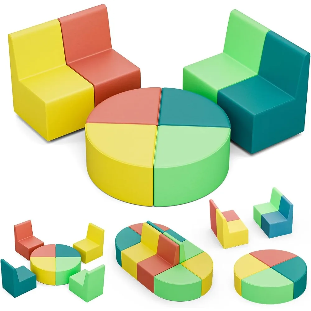 

MX-02 8PCS Kids Sofa Set, Daycares Chairs for Toddlers Activities, Colorful Modular Flexible Seating Set for Home Preschool Pla