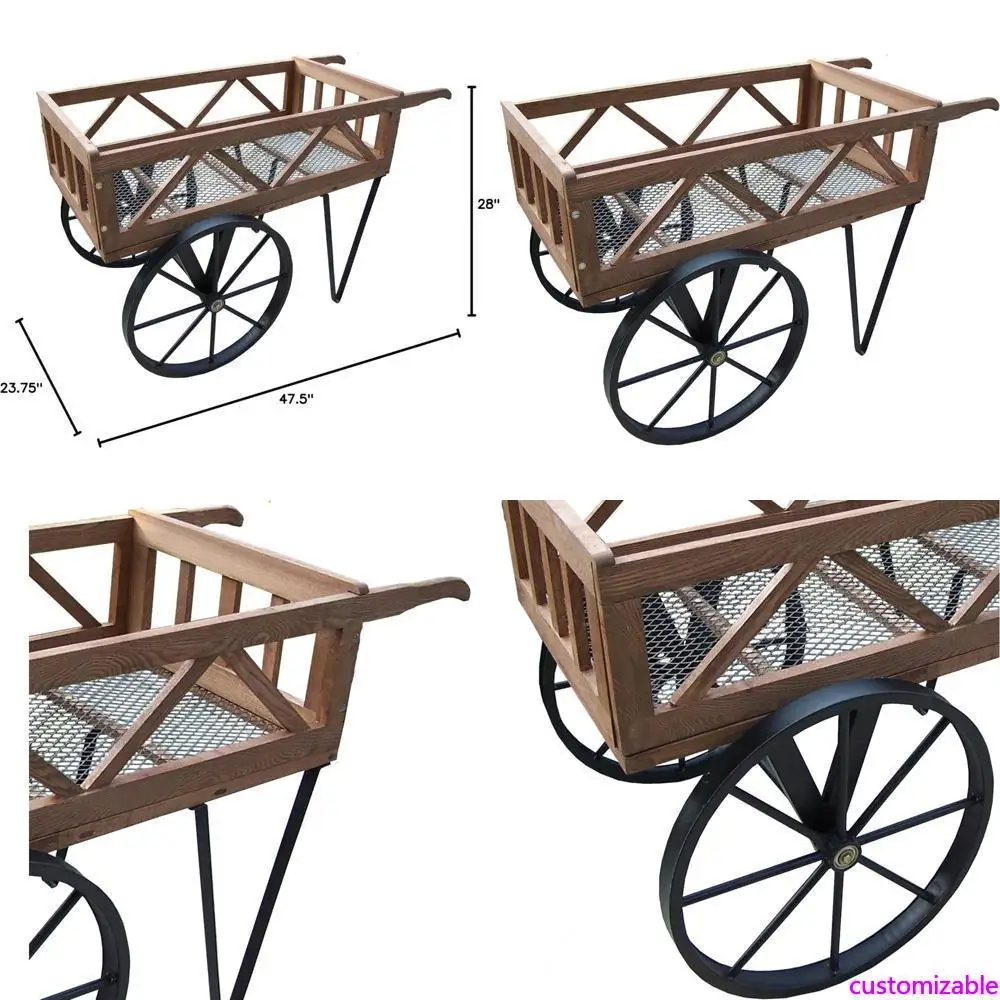 Carro de flores negro para jardines al aire libre