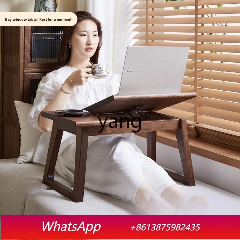 

LH black walnut solid wood bay window table simple living room coffee table household low table
