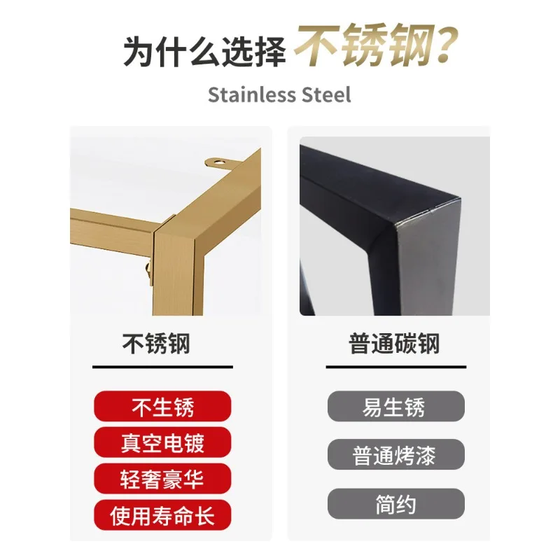 Customized stainless steel bar legs dining table foot bracket light luxury electroplated brushed table legs marble rock slab met