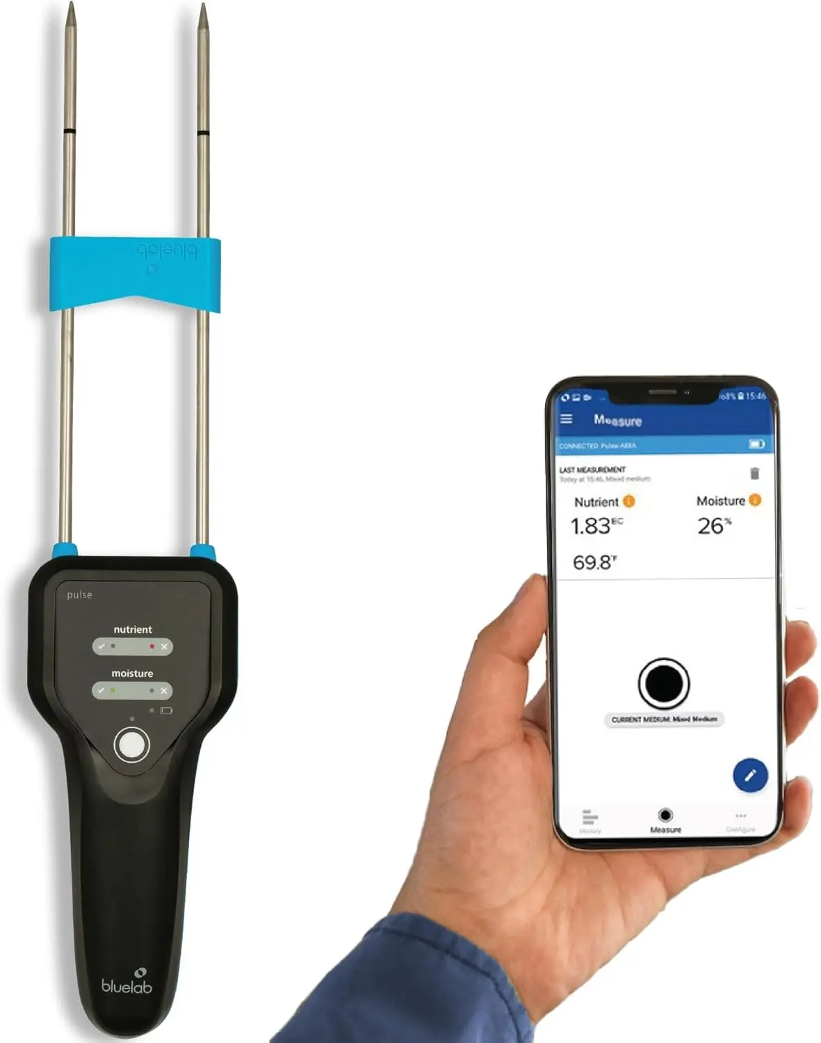 

METPULSE Pulse Meter Water 3-in-1 Moisture/Nutrient (TDS)/Temperature Test Kit for Garden Soil, Coco, and Solution, Ester for Hy