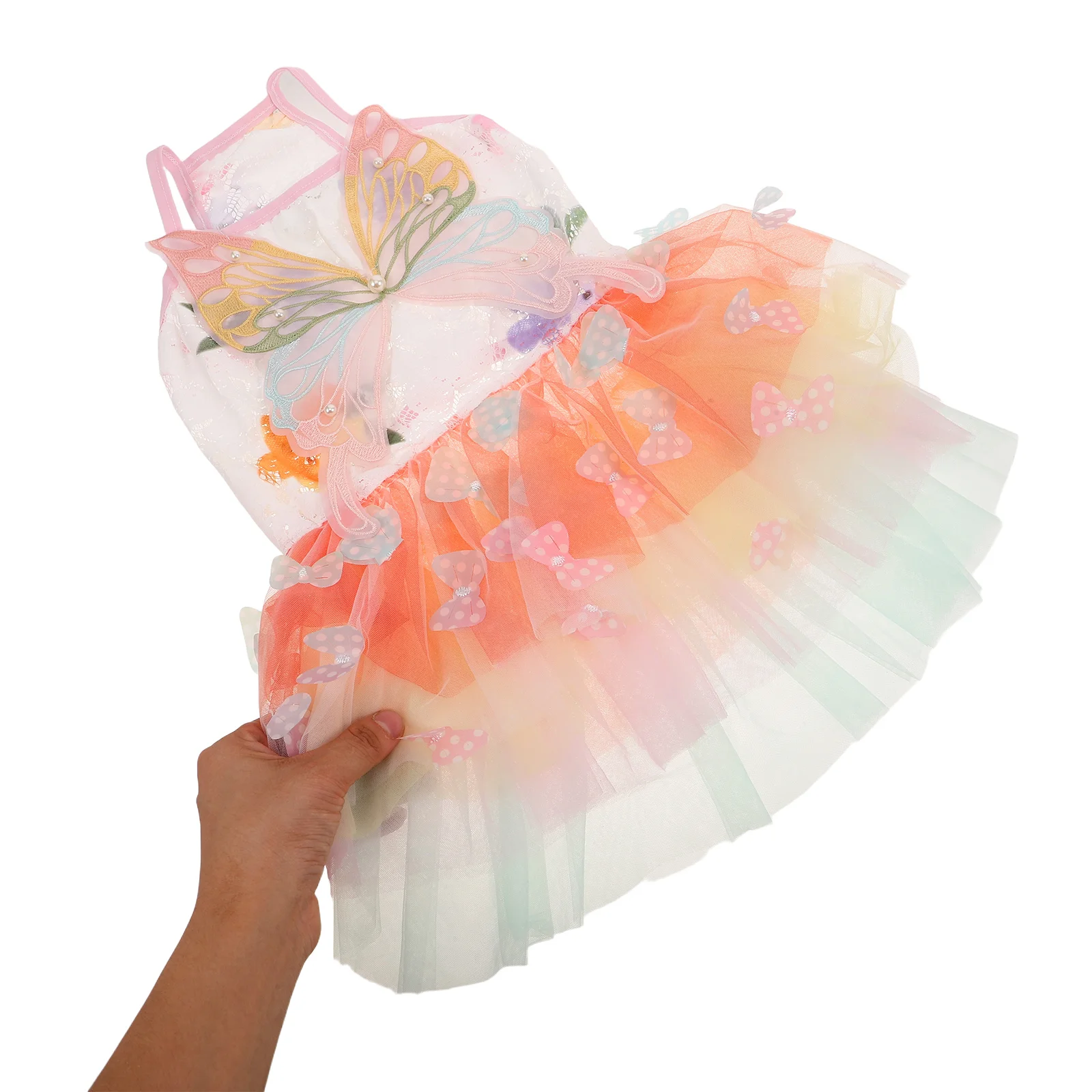 

Cute Princess Dress Butterfly Tutu Skirt For Small Puppy Wedding Halloween Rainbow Lace Outfit Xxl Chest Breathable Summer