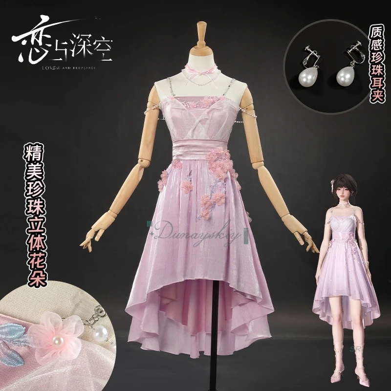 

Game Love And Deepspace Cosplay disfraz Women Girls Pink Dress Role Play Outfit Spring Flowers disfraz Halloween Carnival