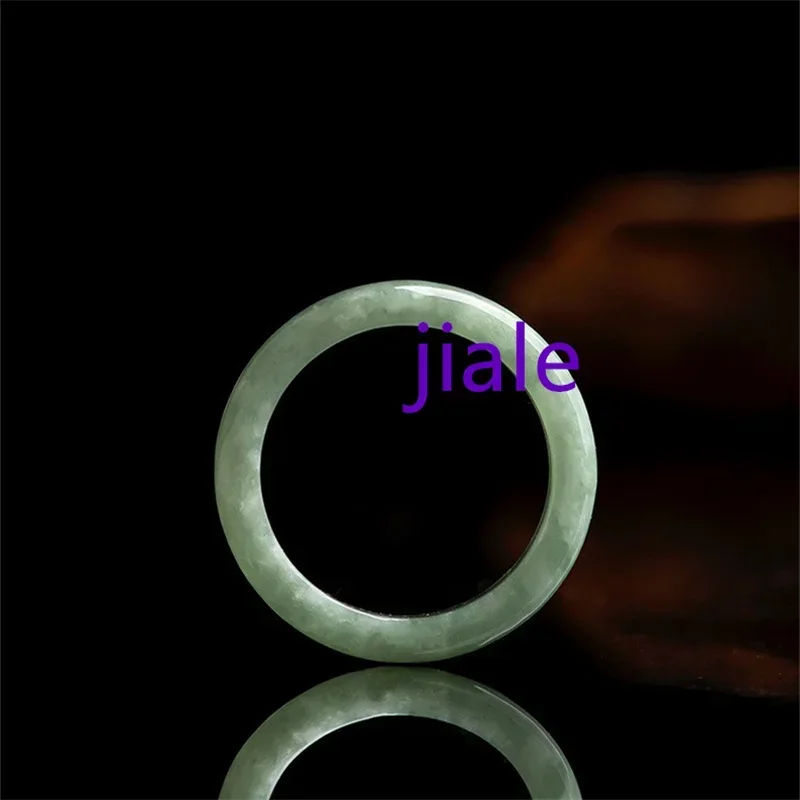 

Jia Le/Hand-Carved/ Natural Jade Bean Green Ring Men and Women Couple Party Wedding Travel Fine Jewelry Emerald Accessories Gift