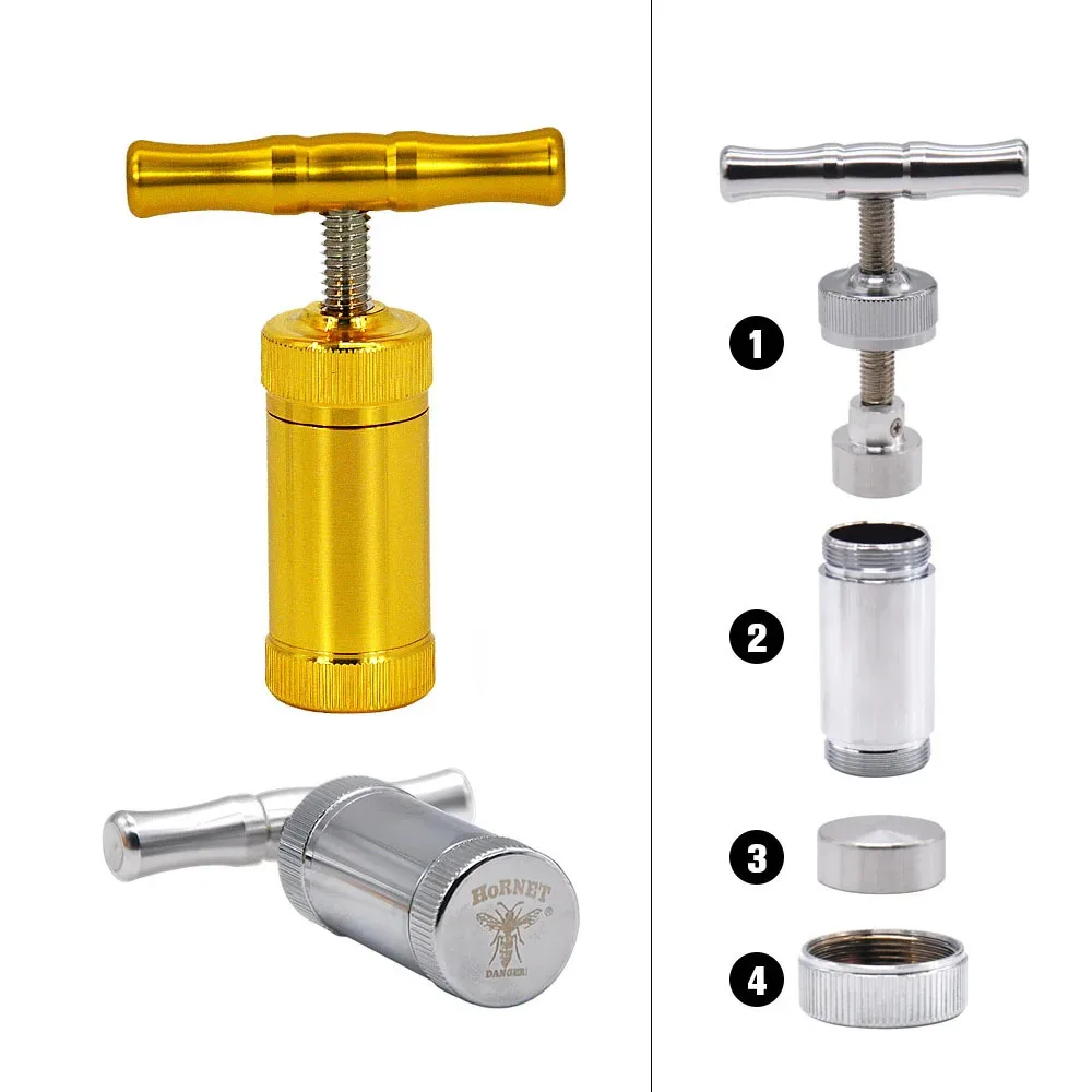 Aluminum Cigarette Tobacco Press Spice Hand Crusher Pepper Mill Handmade Metal Smoking Press Accessories