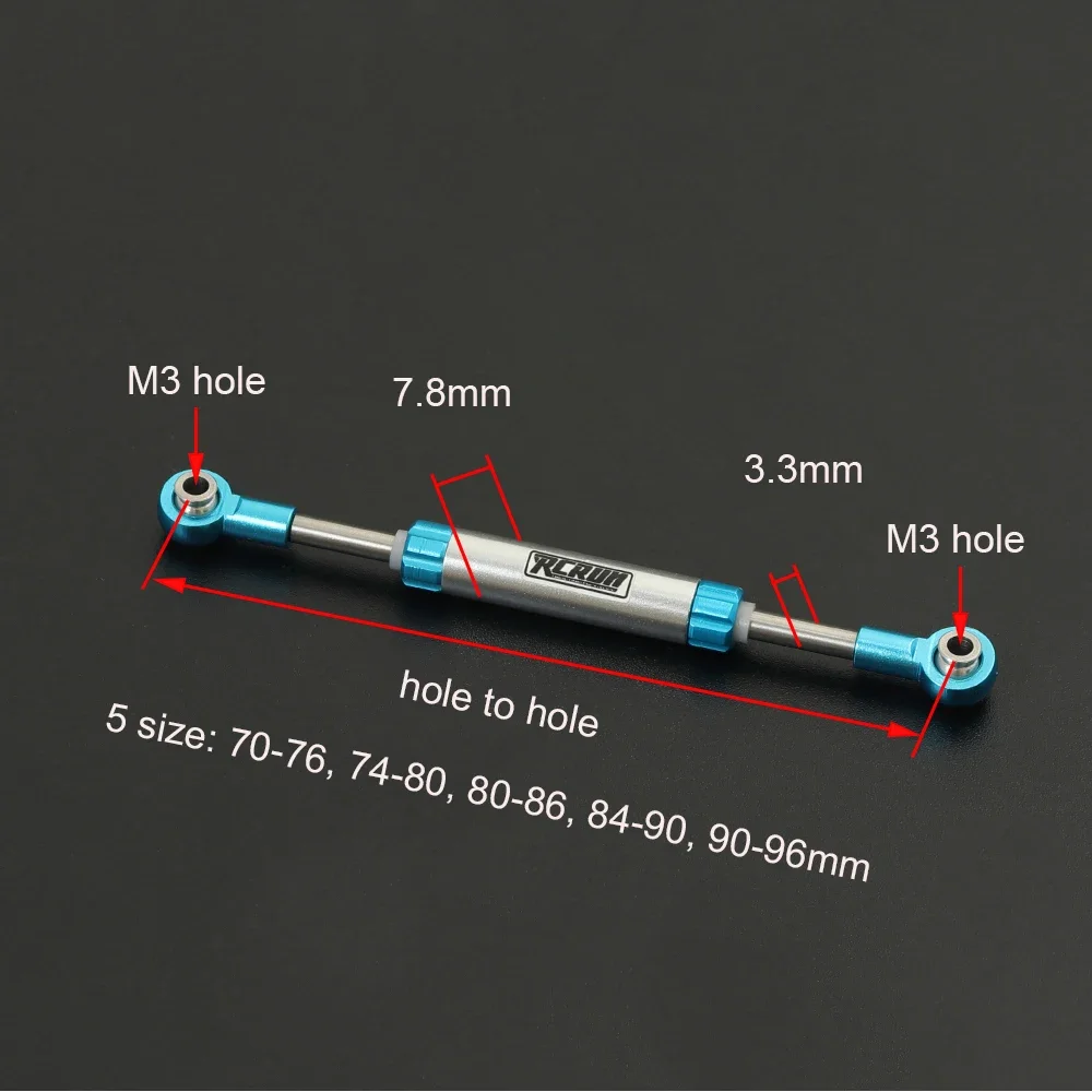 Rcrun Legering Verstelbare Steering Servo Link Staaf Panhard Bar 70-96Mm Voor 1/10 Rc Crawler Axiale SCX10 TRX4 d90 Redcat GEN8