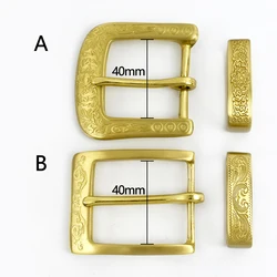 Deepeel 1 PC 40 มม.ทองเหลืองทองแดงเข็มขัดหัวแกะสลักผู้ชายผู้หญิงหัวเข็มขัด DIY หนังหัตถกรรมอุปกรณ์เสริมสําหรับ 38-39 มม.เข็มขัด