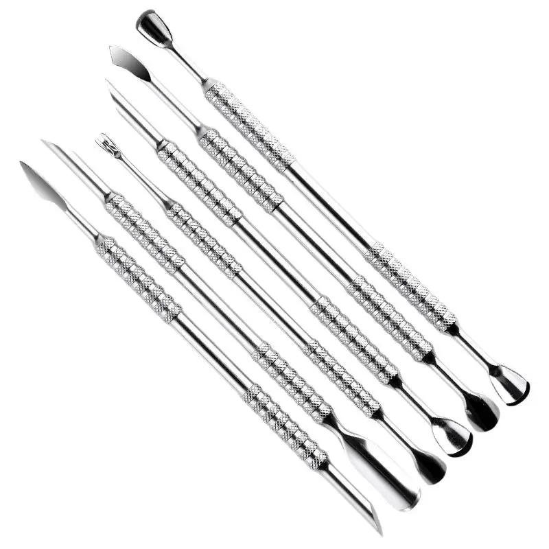 

1/3/6Pcs Professional Stainless Steel Cuticle Pusher With Textured Handle Dual-Side Push Cuticle Back Remove Gel Polish Nail Art