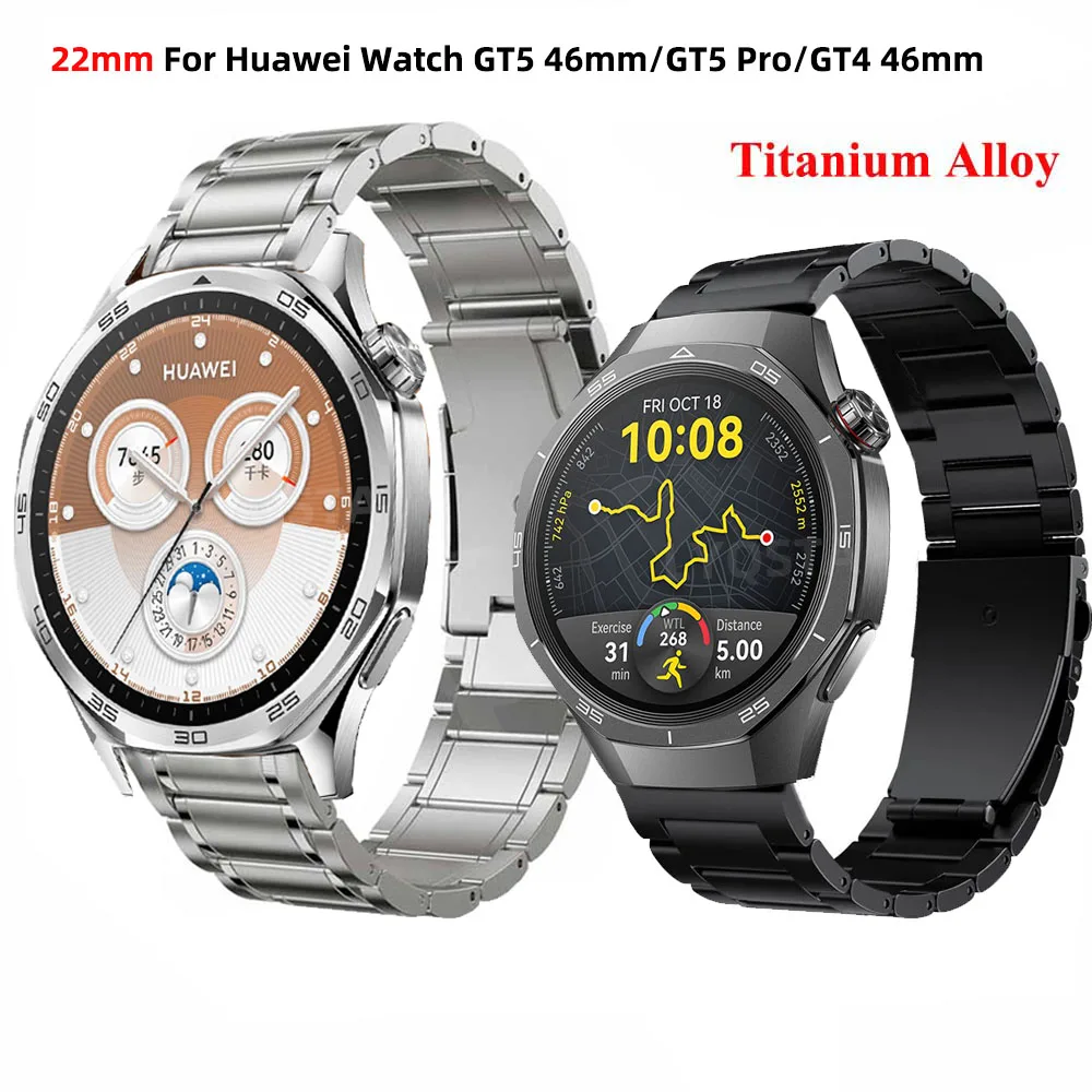 

22mm Titanium Alloy+Stainless Steel Bracelet Band For Huawei Watch GT 5 Pro 46mm/GT4 GT5 46mm Watchband For Huawei GT3 Pro 46mm