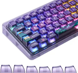 Pudding-teclas translúcidas para teclado mecánico, juego de teclas para niñas, color púrpura, 116 teclas, perfil ASA, PBT, PC Dye-Sub