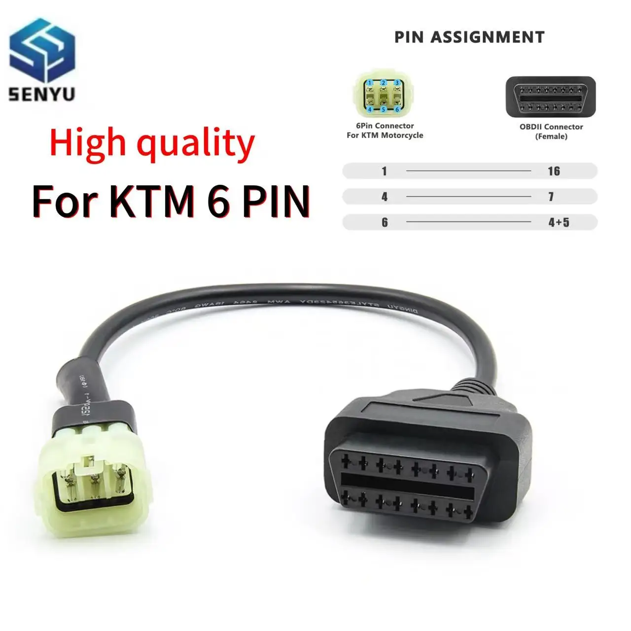 For KTM Motorcycle 6 Pin to 16 Pin OBD 2 Extension Cable Diagnostic Scanner Adapter Cord for Moto OBD2 Connector Motorcycle Tool