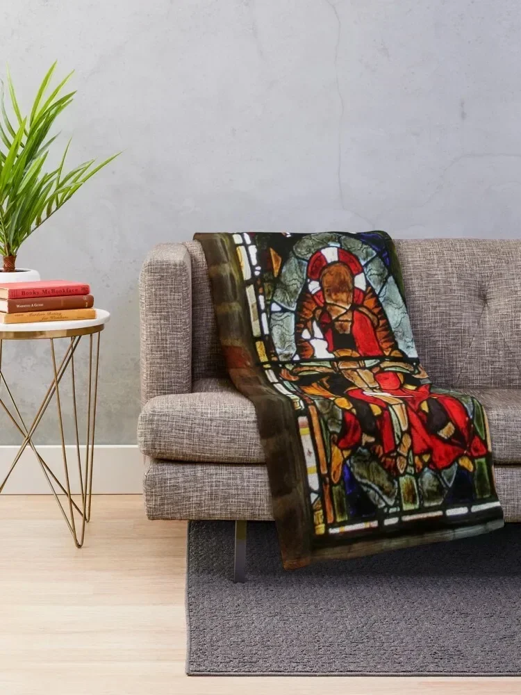 Stained Glass Window at Hever Castle Throw Blanket Sofas Flannel Fabric Sofa Blankets