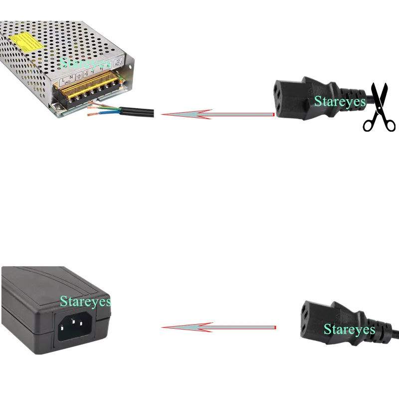 Cable de extensión de CA de 3 clavijas, adaptador de corriente IEC de 1,2 m, 1,5 m, 0, 5 mm2, 0, 75 mm2