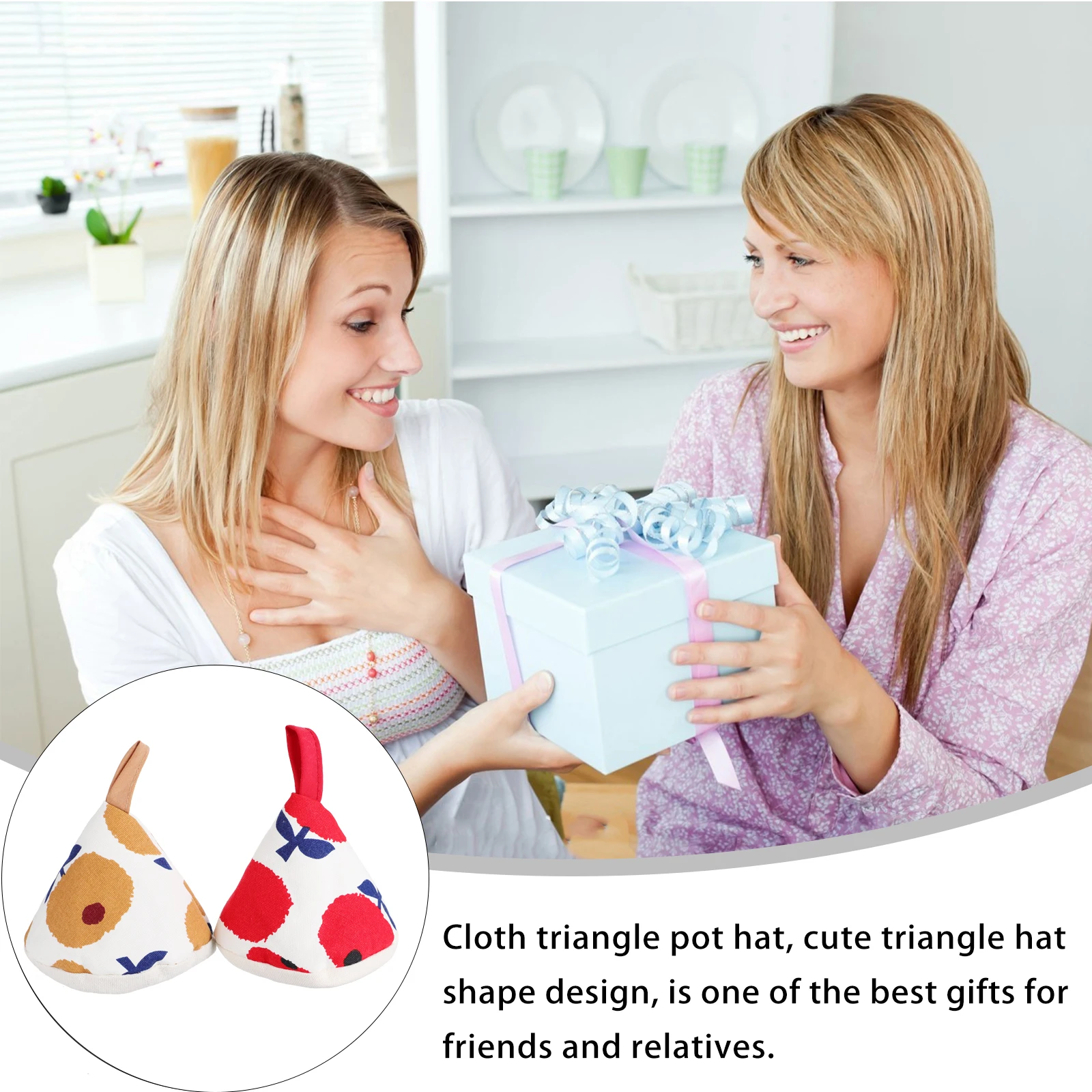 

2Pcs Insulated Pot Caps Cotton Reusable Kitchen Microwave Oven Covers Triangle Shape Mini Size Heat Proof Household Supplies