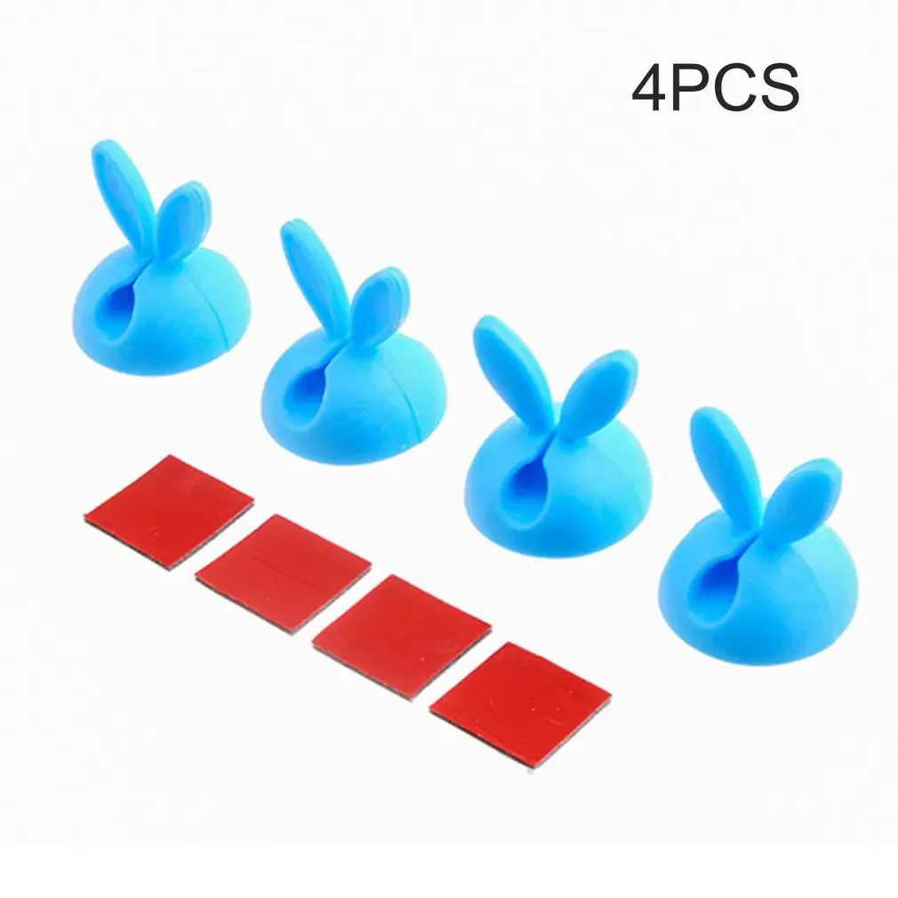 

4pcs Rabbit Ears Fixer Thread Management Device Data Line Desktop Finishing Convenient Fixing Clamps