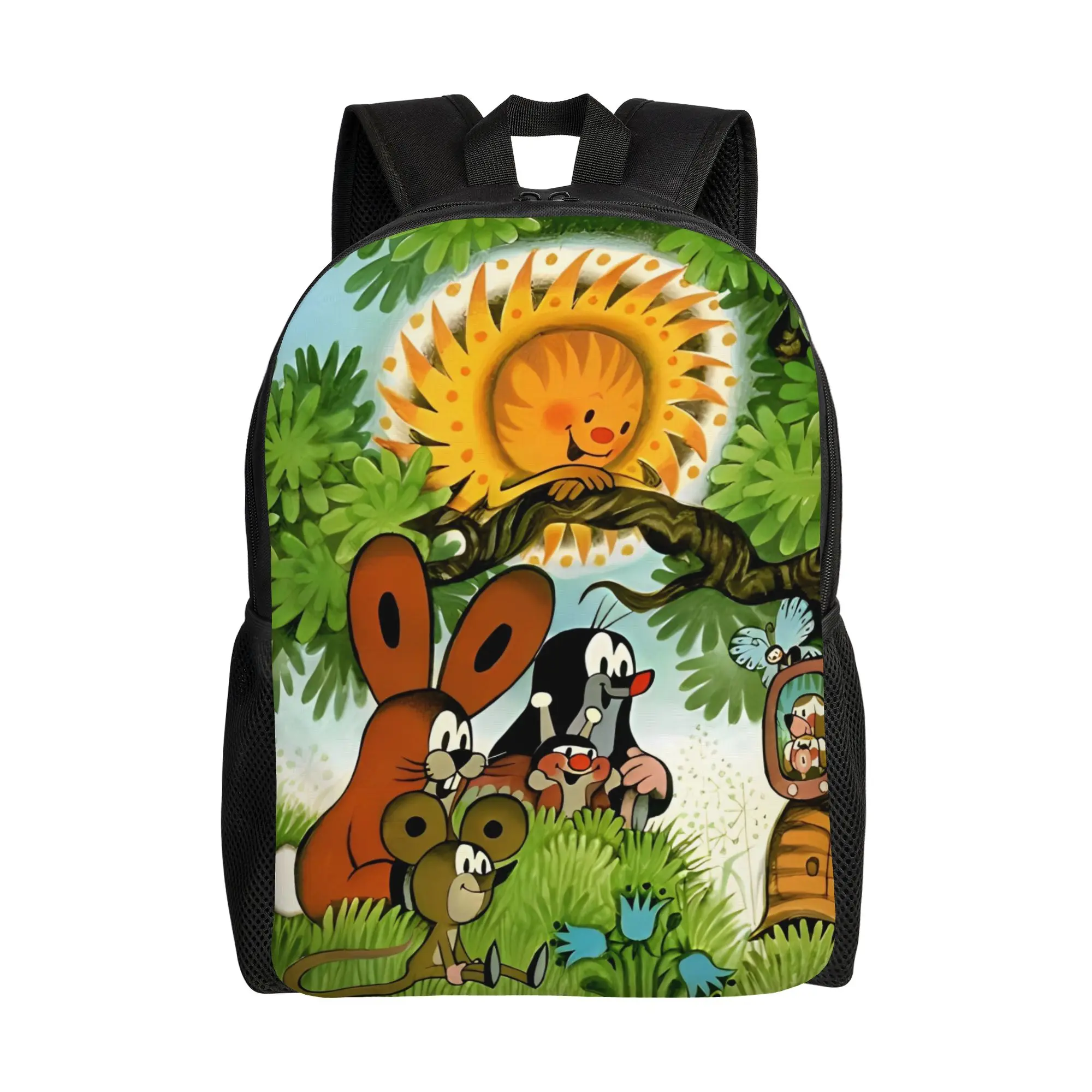 

Рюкзак «Маленький Крот с другом»: стильный, с карманами, для старшеклассников, деловых поездок, с аниме-принтом, для ноутбука, из холщовой ткани