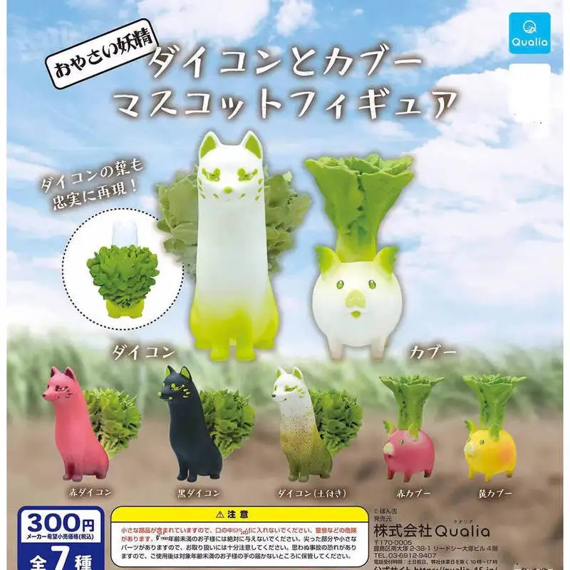 Qualia In Stock Japanese Genuine Gashapon Vegetable Fairy Cabbage Pig Collectible Figure Table Decor For Adult Hobby Collectors