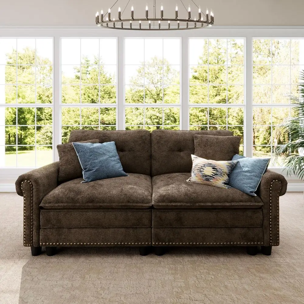 

73.2" ular Cloud Loveseat, Oversized 2-Seater -Century ern Couch with NailTrim and Throw Pillows, Extra Wide & Deep Seats or Liv