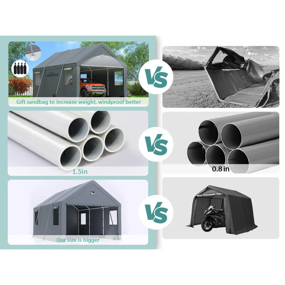 

Carports 12X20 Heavy Duty, Car Port with 180G Removable Side Walls, Carport Canopy, Portable Car Port Garage, Customized