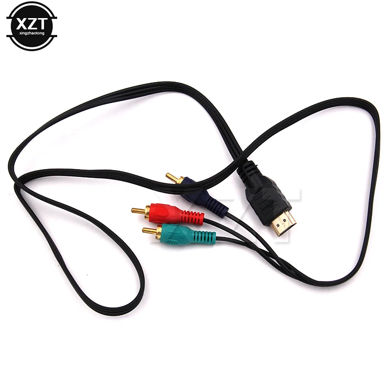 1m HDMI-compatible to 3RCA Video Audio Cable AV Adapter HD Cable 3RCA Stereo Converter Assembly for TV box DV DVD PC