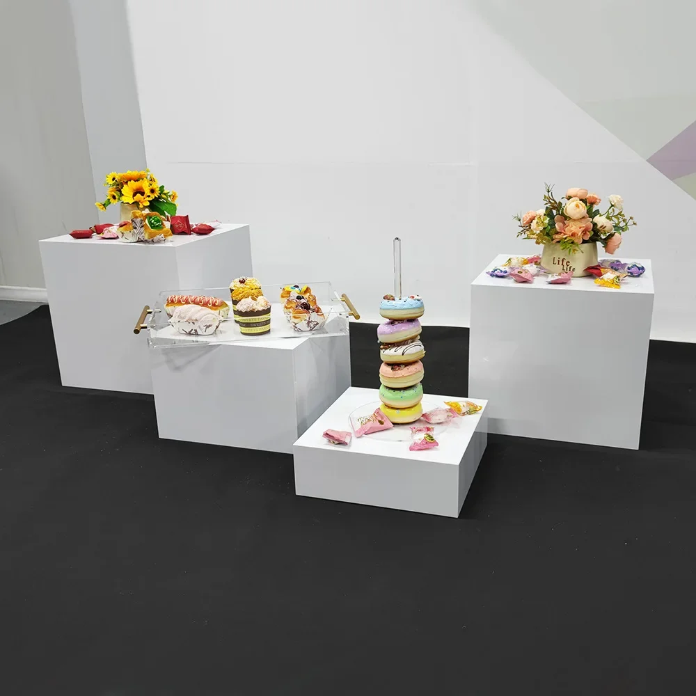 Acrylic Display Rack Buffet Food Display Risers Cube Stand For Wedding Christmas Event Decoration