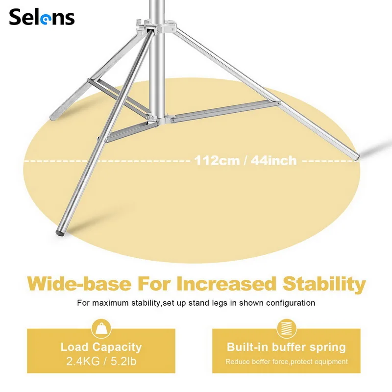 Selens 400cm Stainless Steel Light Stand Heavy Duty Tripod Portable Telescopic Bracket With 1/4 And 3/8\