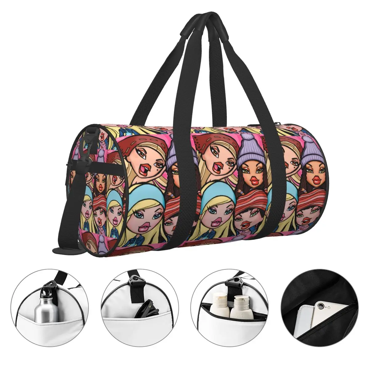 Bratz Gym Bag 20th Anniversary Y2k Portable Sports Bags Large Capacity Luggage Design Handbag Novelty Fitness Bag For Men Women