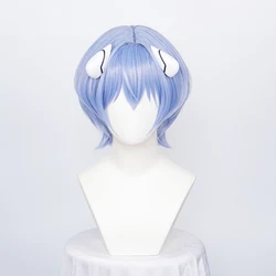 ccutoo Synthetic Rei Ayanami Wigs EVA Ayanami Rei Cosplay Short Blue Wig Heat Resistant Wigs Halloween + Headwear + Wig Cap
