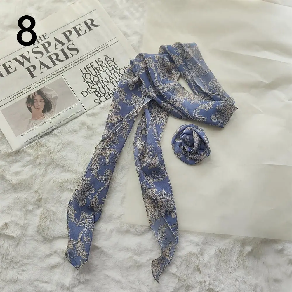 New Detachable Thin Chiffon Long Ribbon Polyester Multifunctional Usage Long Satin Scarf Soft Hair Bands