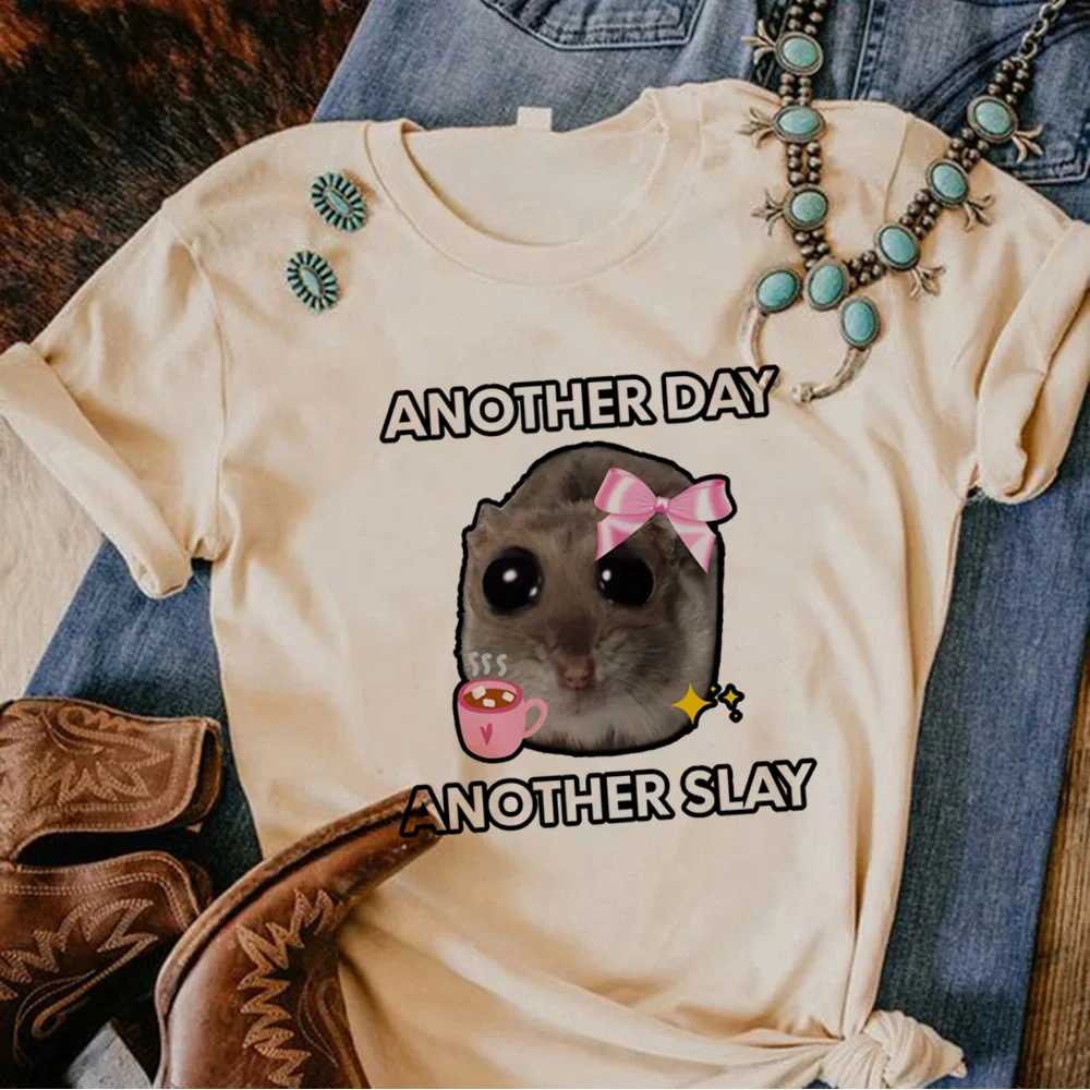 

Sad Hamster top women designer tshirt female streetwear comic clothes