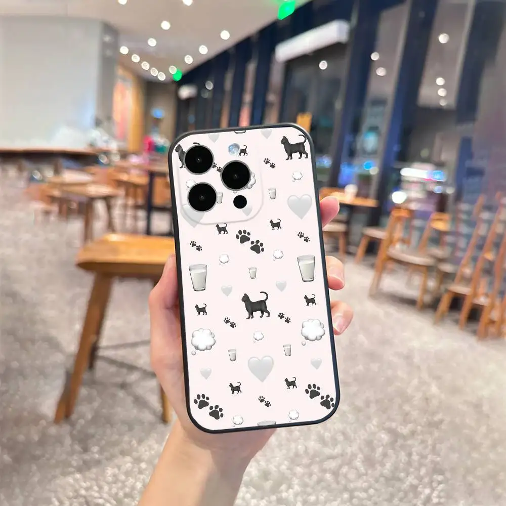 Capa de telefone com ilustração e-emoji para iPhone 17 16 15 14 13 12 Max Plus Capa preta de silicone