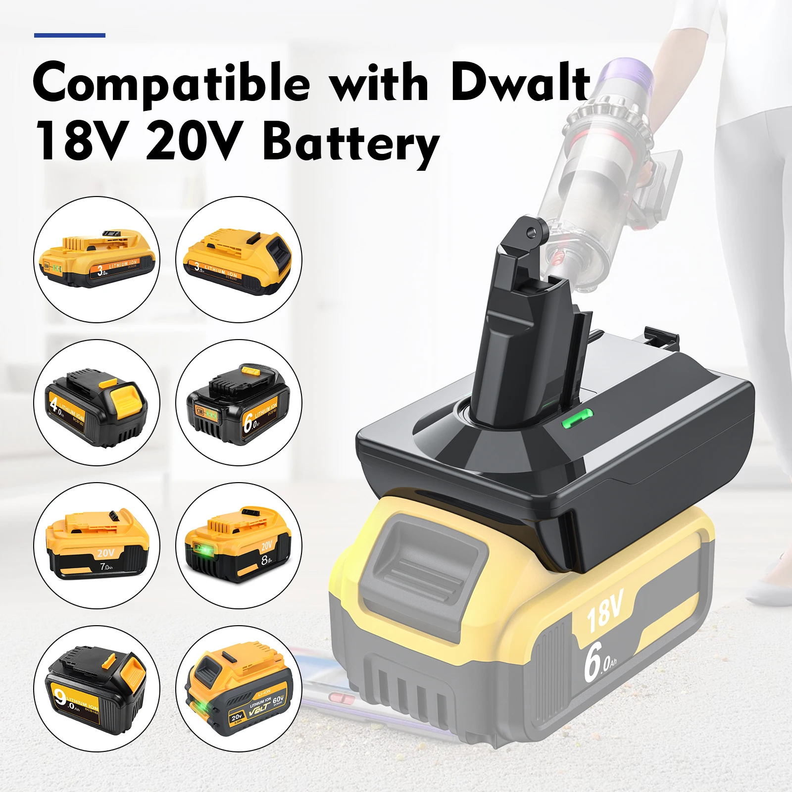 Aspirador Adaptador Ferramenta, Conversor de Bateria de Lítio 18V, Makita, Dewalt, Milwaukee, Dyson V6, V7, Série V8, DC58, SV11, SV10