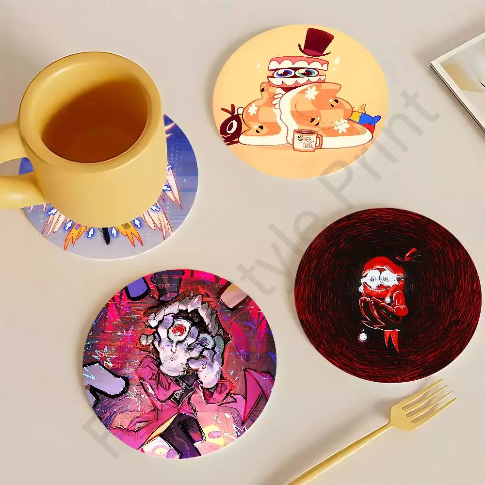 

Cute Cartoon C-Caine Round Wooden Coasters For Cute Design Suitable for Drinks Tea,Coffee Home Perfect Gift