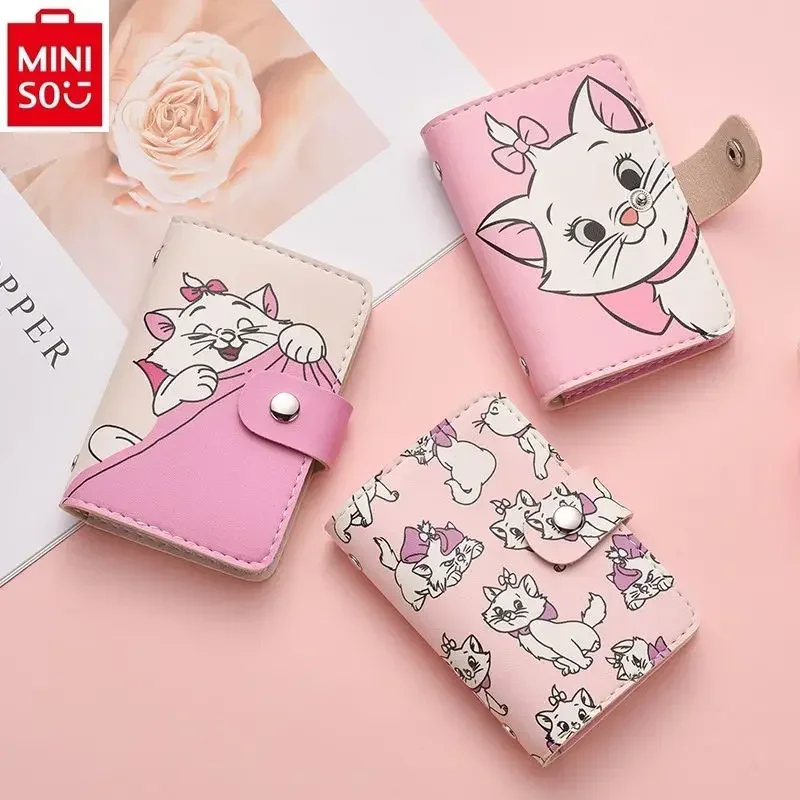 MINISO Disney Mary Cat Multi Card Anti demagnetization Driver\'s License Fashion Wallet Women\'s Large Capacity Storage Card Bag