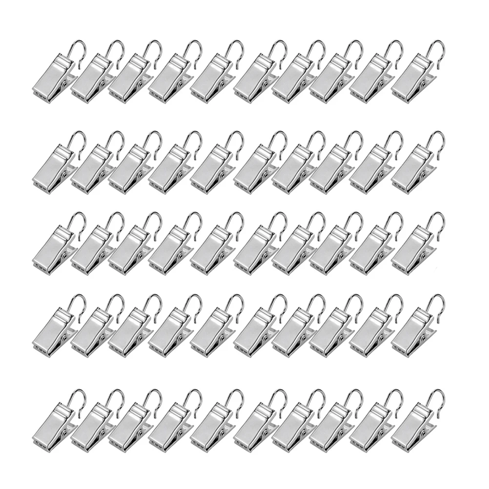 

100pcs Iron Curtain Rings Metal Clips for Hanging Curtains Drapes Home Decor Bathroom Bedroom Living Room Easy Install