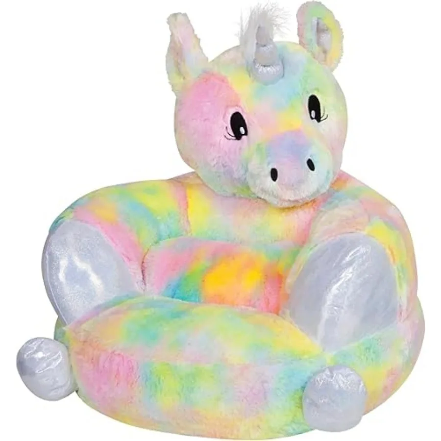 

Trend Lab Rainbow Unicorn Toddler Plush Pillow Chair - Comfy Animal Chair for 1-3 Yrs Old 21x19x19 Inches - Soft Lounge Bean Ba