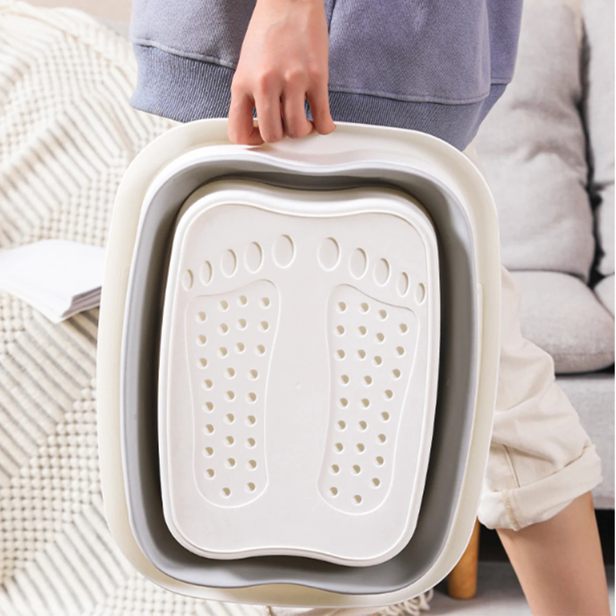 

Foldable Bucket Portable Storage Home Massage Health Foot Bath Over The Calf With Cover Thermal Foot Wash Basin New Arrivals