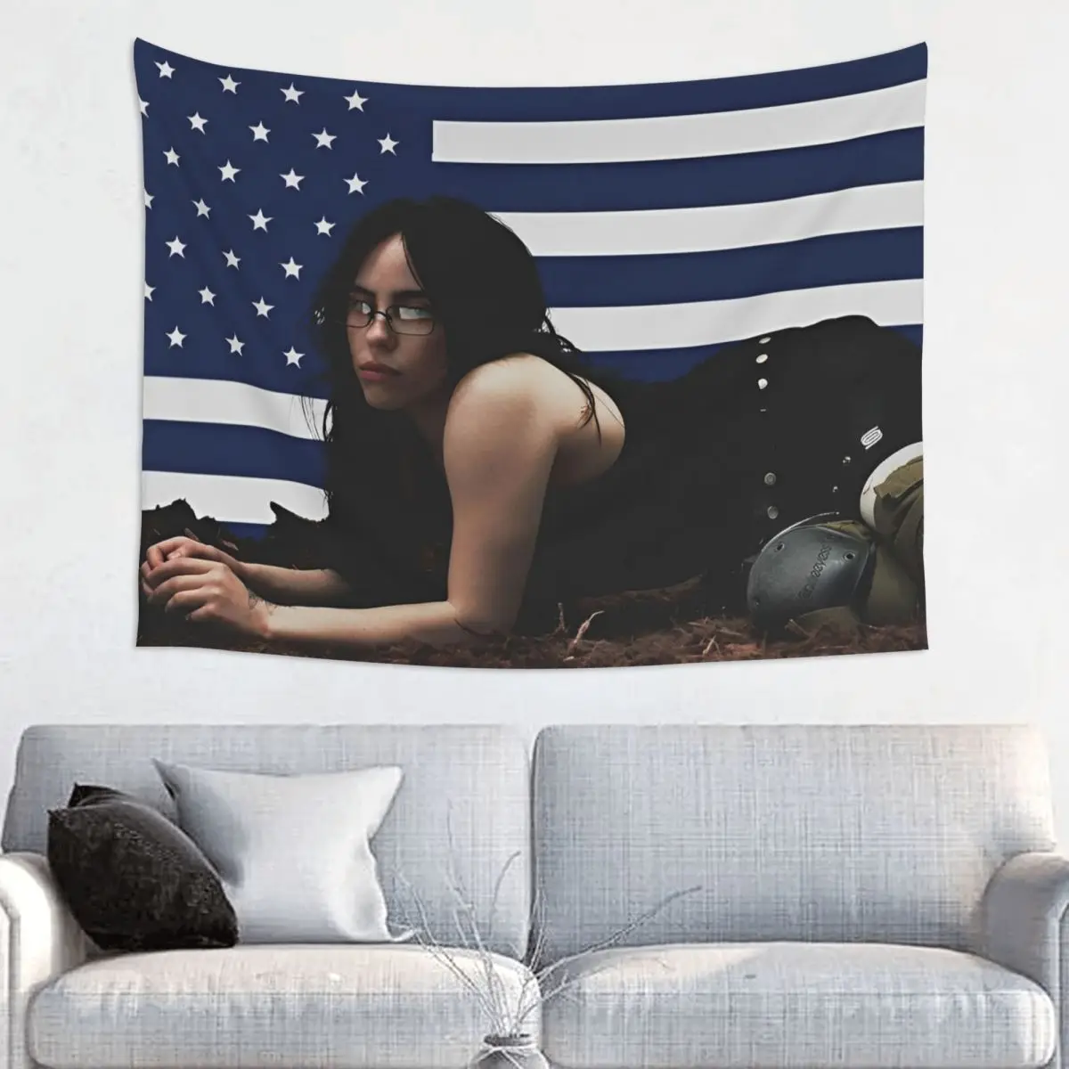 American Flag BE Singer Tapestry Wall Hanging Printed Polyester Tapestries Art Throw Rug Blanket Room Decor Tapiz
