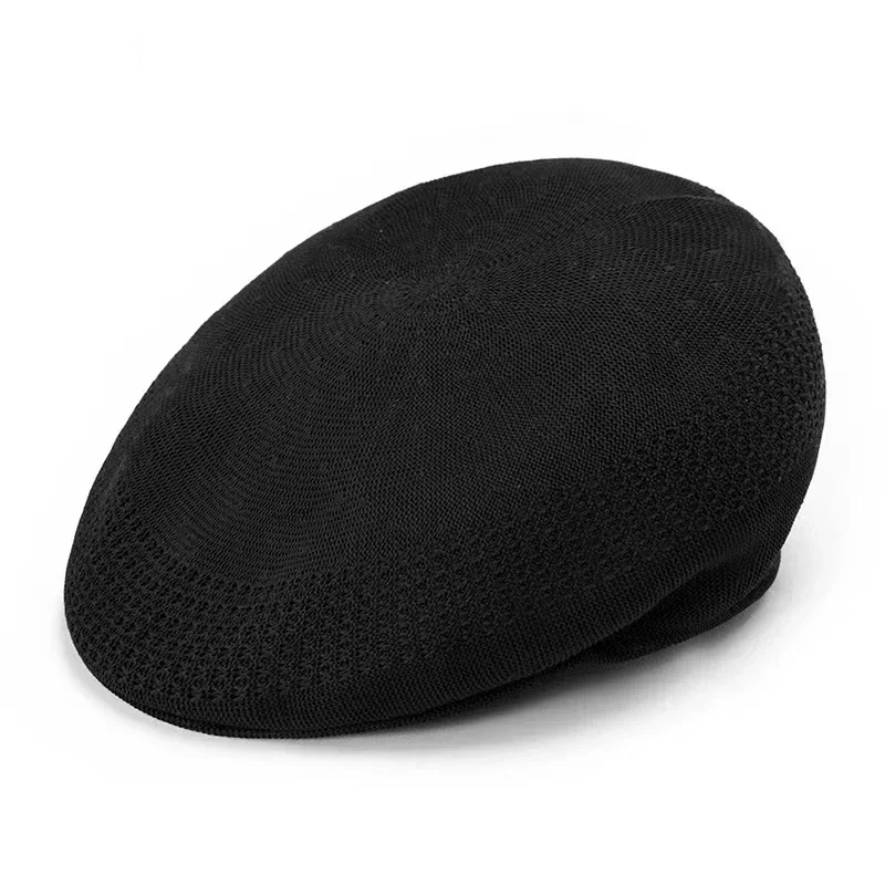 Solid Color Beret Hat for Women Men Summer Thin Breathable Mesh Berets Spring Black Red Khaki Cap M