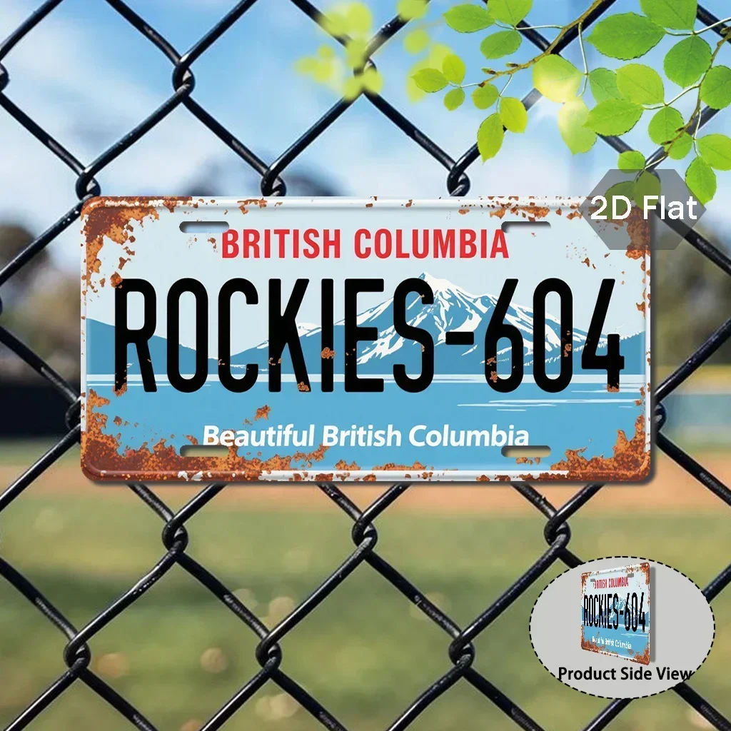 2D Flat British Columbia Rockies-604 Vintage Wall Decor for Home, Garage, Cafe, Hiking Enthusiast Gift, Rustic Mountain Theme