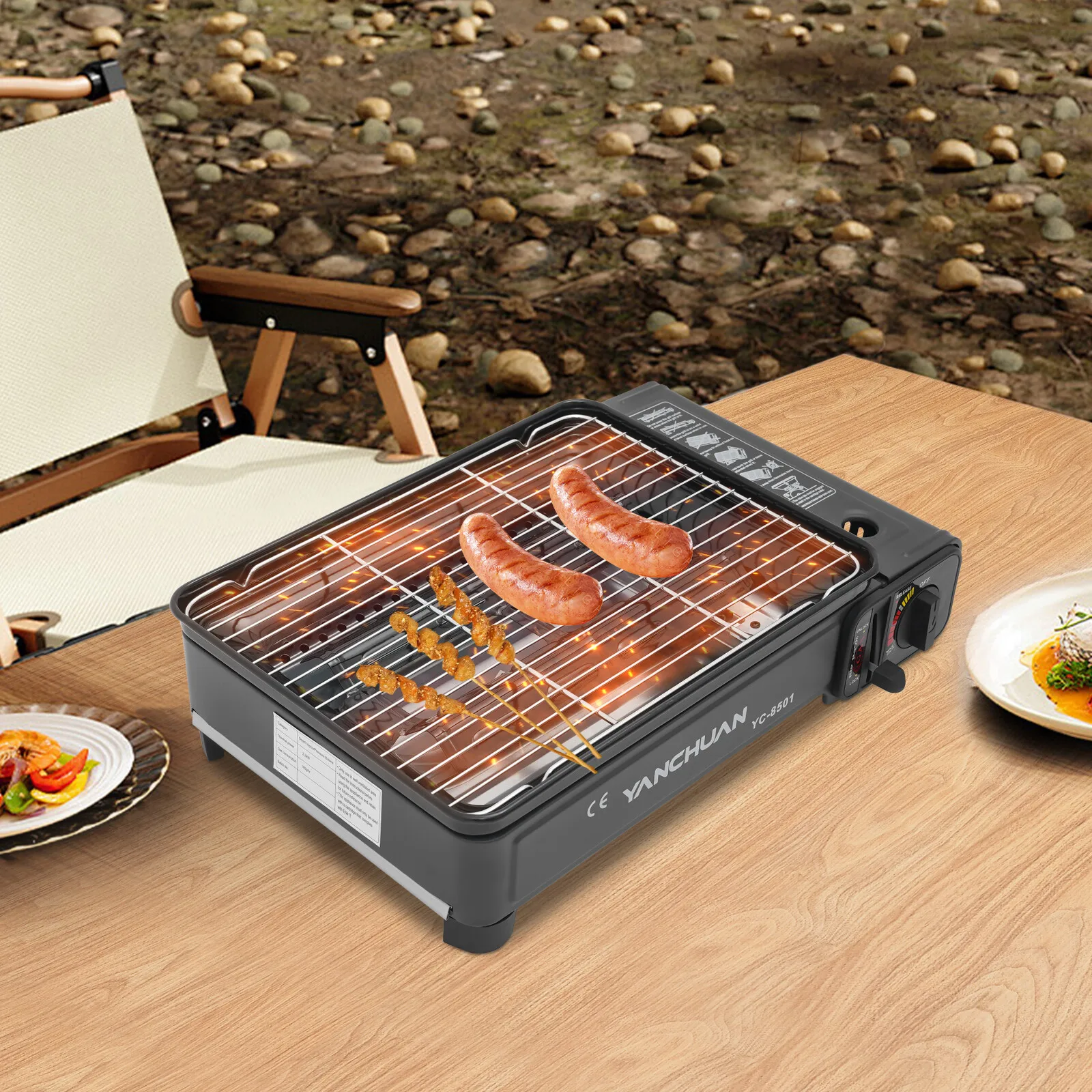 

Black Camping Gas Stove Portable Gas Barbecue Stove with Carrying Case Camping Trips Gatherings RVs Barbecues Backpacking