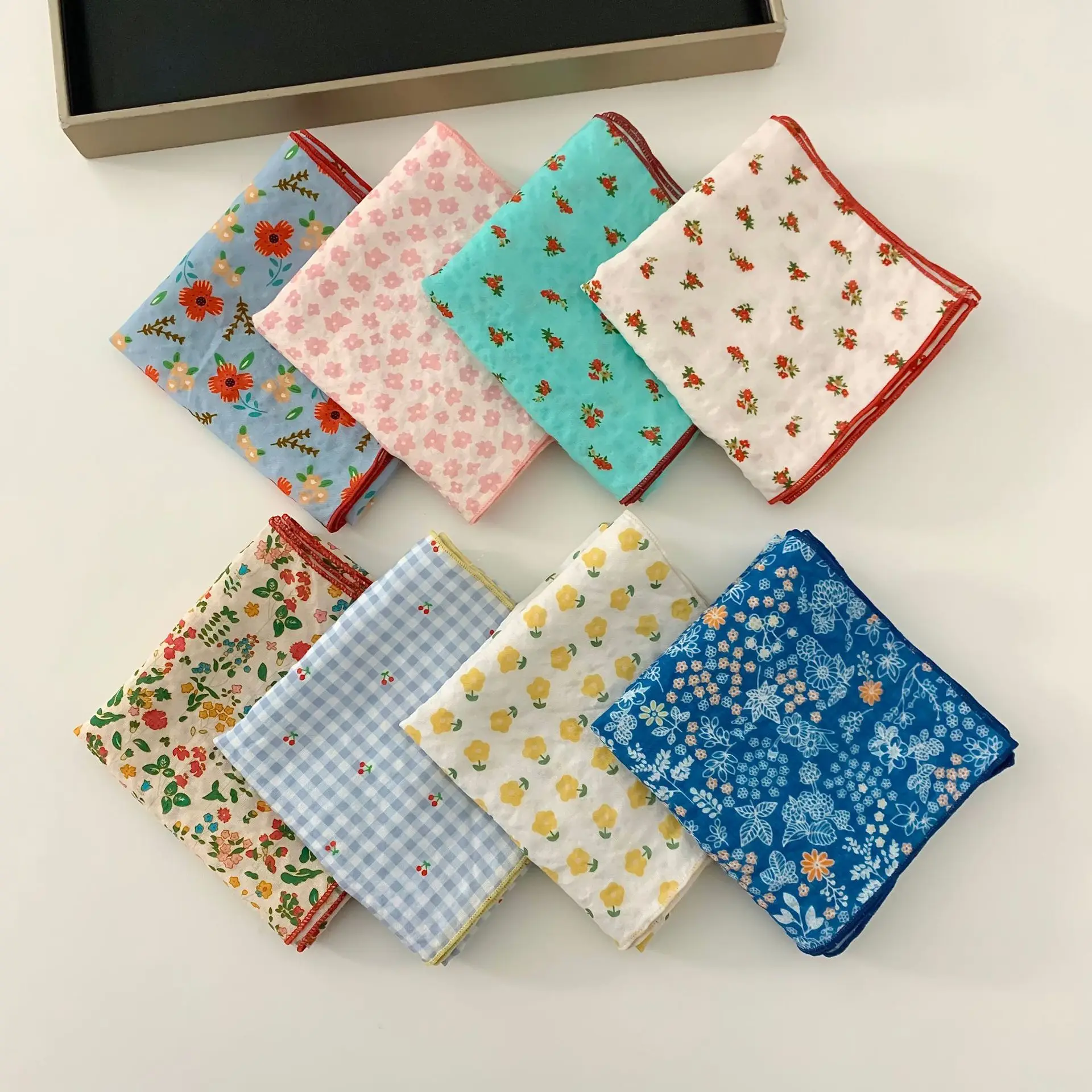 Cotton Linen Square Scarf Stylish Bohemian Floral  Headband Neck Wrap Casual All Match Women Decor