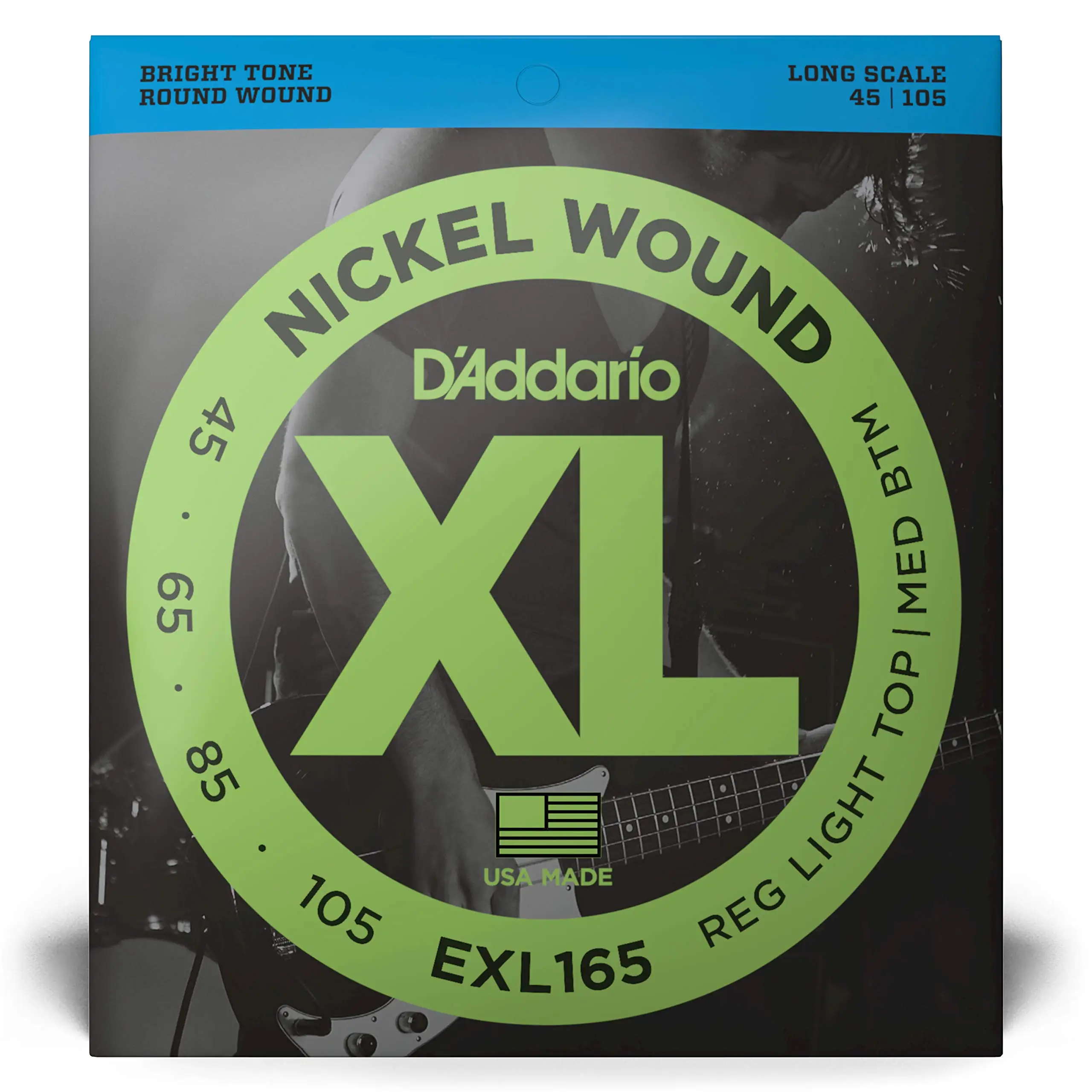 EXL165 Bass Guitar Strings - XL Nickel Bass Strings 45-105 Perfect Tune Consistent Feel Durability - For 4 String Bass Guitars