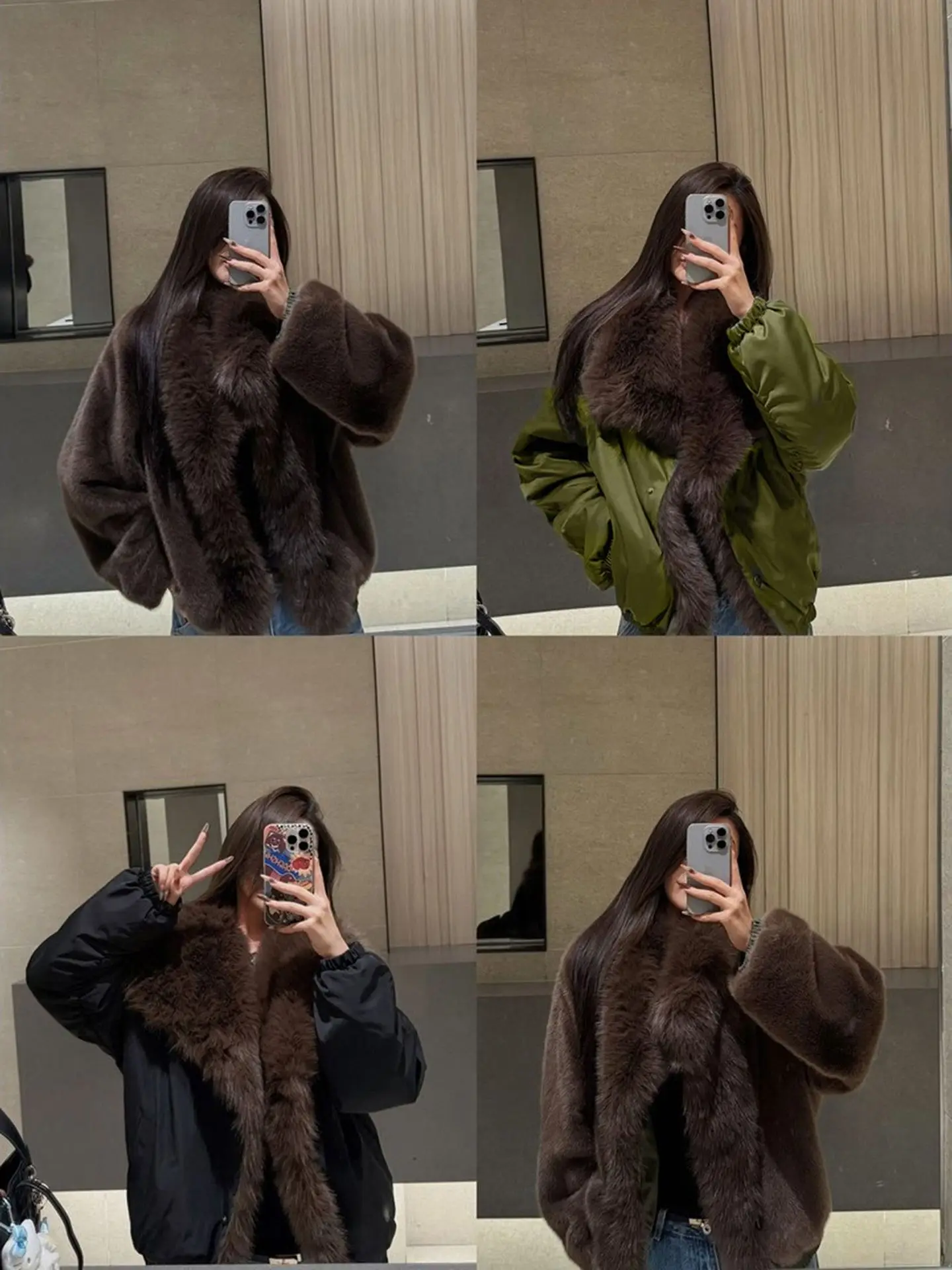 Women's Double-Sided Fur Collar Jacket Imitating Fox Fur Trendy Winter Coat Beautiful Outfit for Overcoming Cold Weather