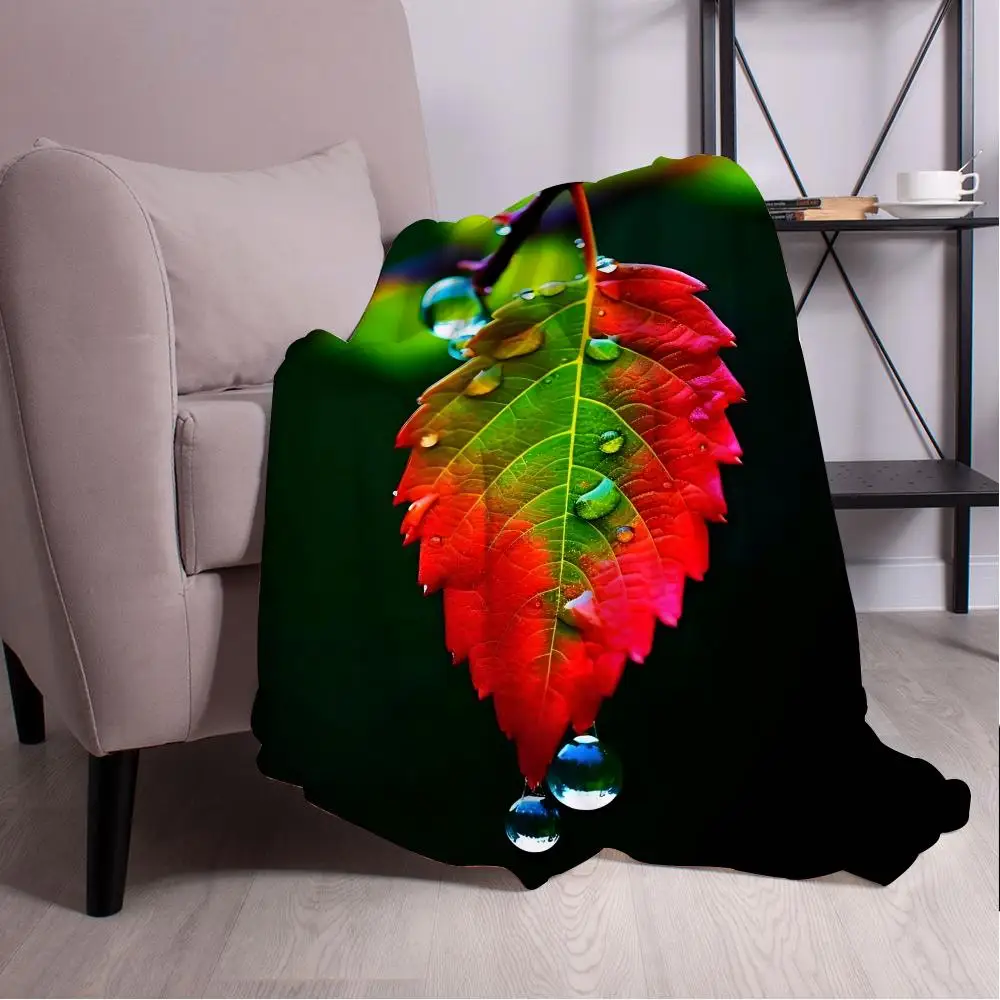 

Morning dew leavesThrow Blanket Aesthetic Art Flannel Blanket Portable Home Travel Camping Sofa Picnic ThickeningFlannelBlanket