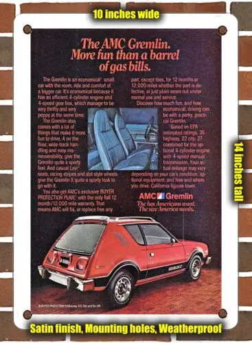 METAL SIGN - 1978 AMC Gremlin X - 10x14 Inches