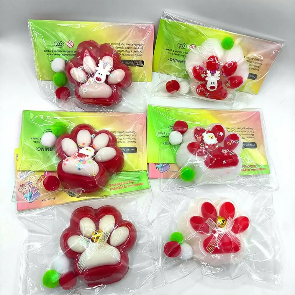 Super Large Christmas Cat Paw Squeeze Toys Slow Rebound Silicone Cartoon Fidget Toy 3D Handmade Cat Paw Pinch Toy Christmas Gift