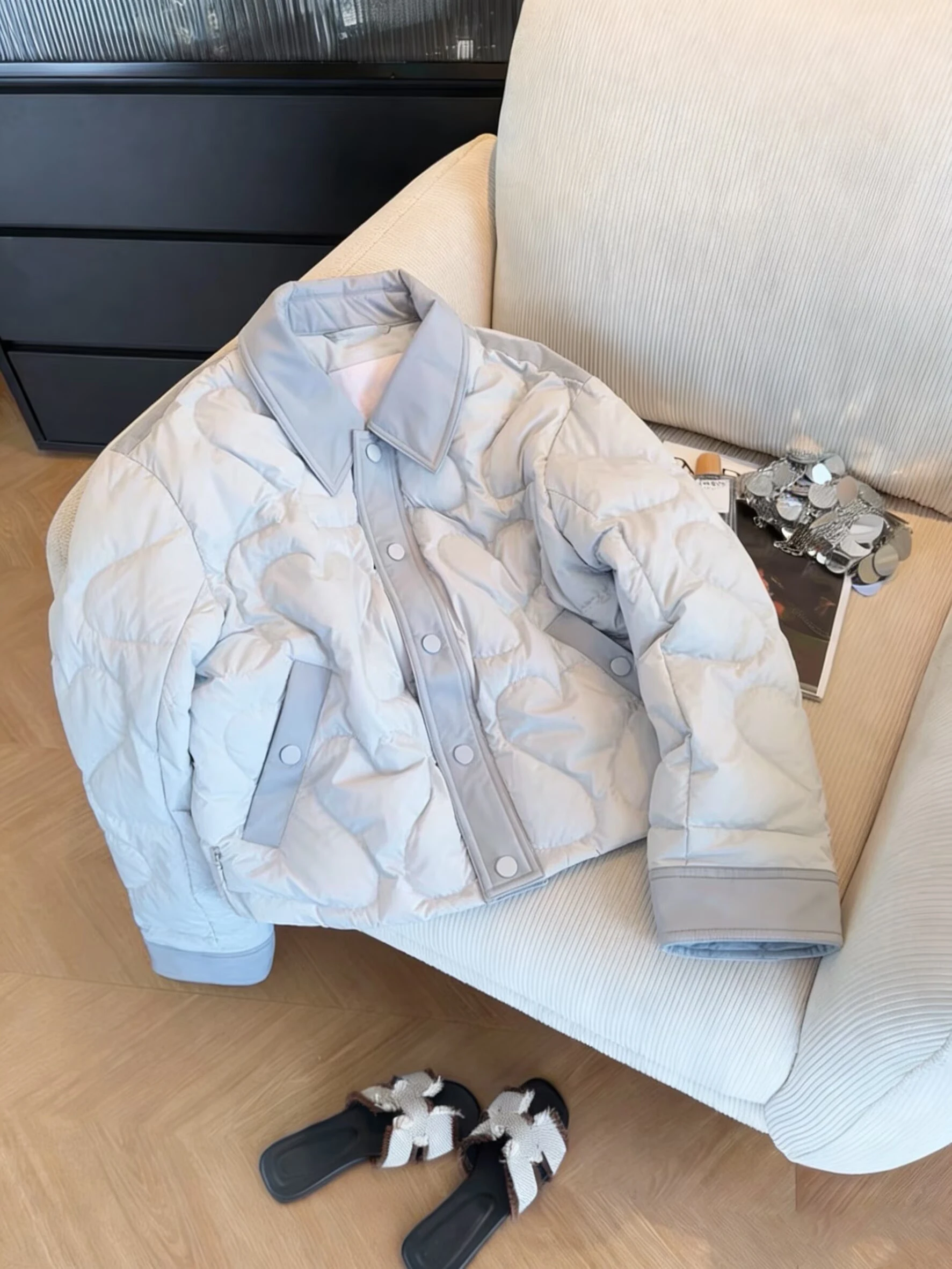 

Blue Collar Cotton Jaet Women's Loose Lightweight Autumn Winter Korean Sle Versatile Cotton Coat Younglooking Design